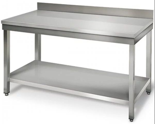 طاولة ستيل مع حاجز خلفي 160x70x85 إيطالي